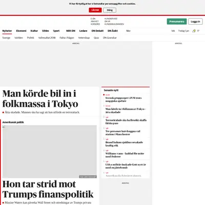 Dagens Nyheter startsida 2019