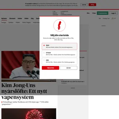 Dagens Nyheter startsida 2020