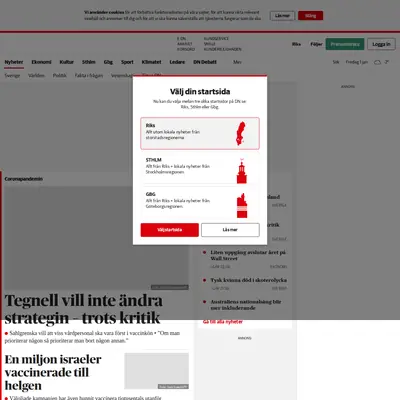 Dagens Nyheter startsida 2021
