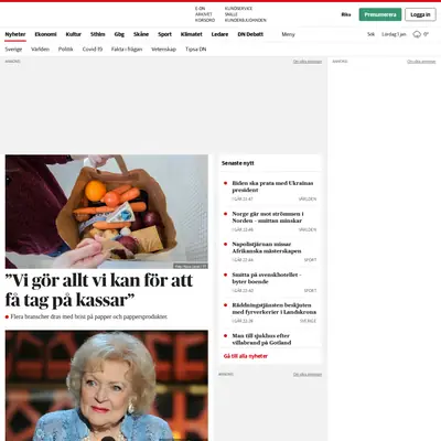 Dagens Nyheter startsida 2022