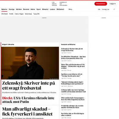 Dagens Nyheter startsida 2026