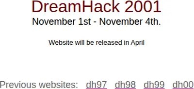 Dreamhack startsida 2001