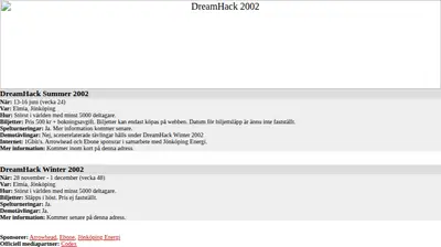 Dreamhack startsida 2002