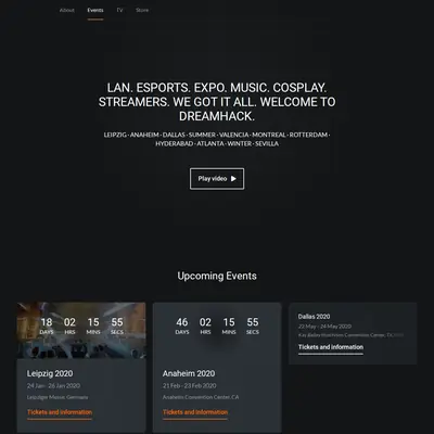 Dreamhack startsida 2020