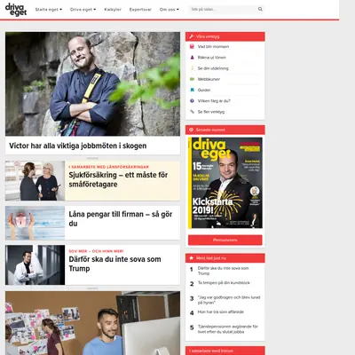 www.driva-eget.se startsida 2019