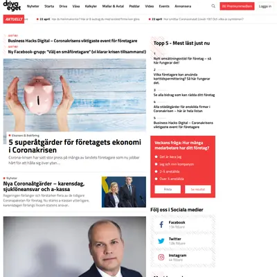 www.driva-eget.se startsida 2020