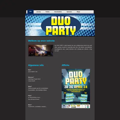 Duo Party startsida 2018