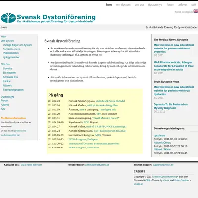 Dystoni-Nytt startsida 2011