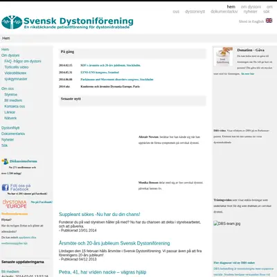 Dystoni-Nytt startsida 2014