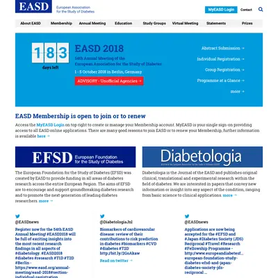 EASD startsida 2018