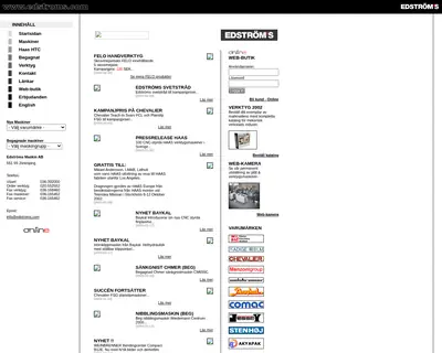 Edströms, edstroms.com startsida 2003
