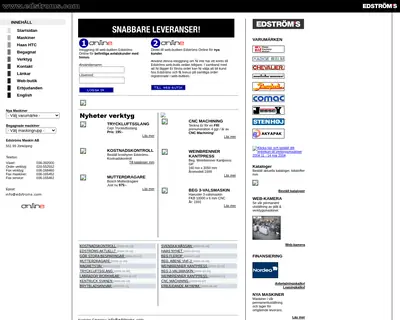 Edströms, edstroms.com startsida 2004
