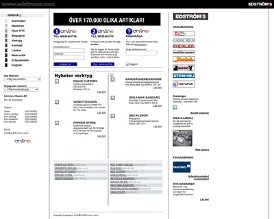 Edströms, edstroms.com startsida 2005