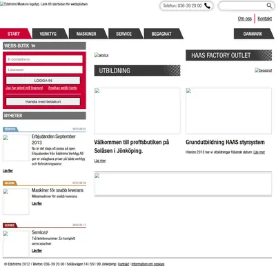 Edströms, edstroms.com startsida 2013