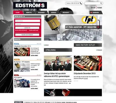 Edströms, edstroms.com startsida 2014