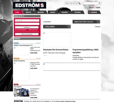 Edströms, edstroms.com startsida 2015