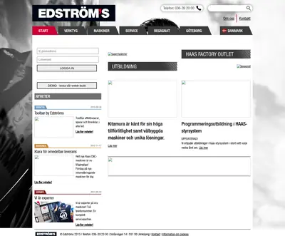 Edströms, edstroms.com startsida 2016