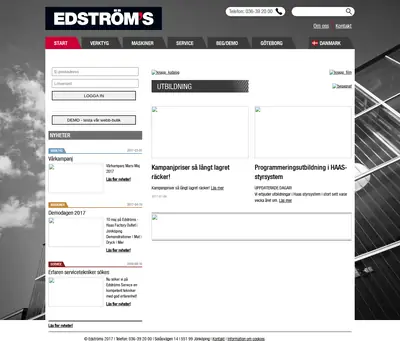 Edströms, edstroms.com startsida 2017