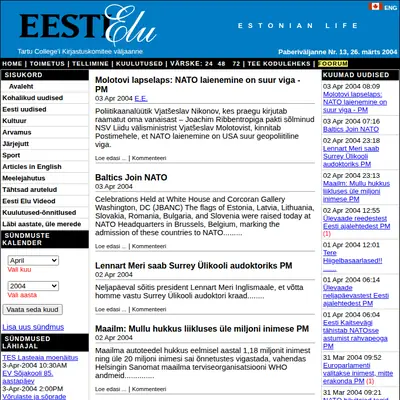 EESTI ELU startsida 2003