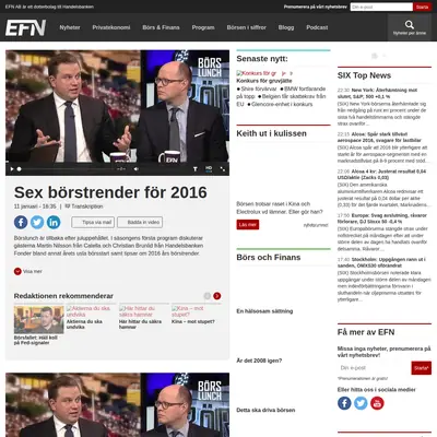 EFN Nyhetsbrev startsida 2016