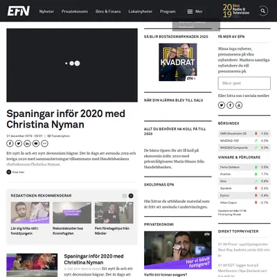 EFN Nyhetsbrev startsida 2020