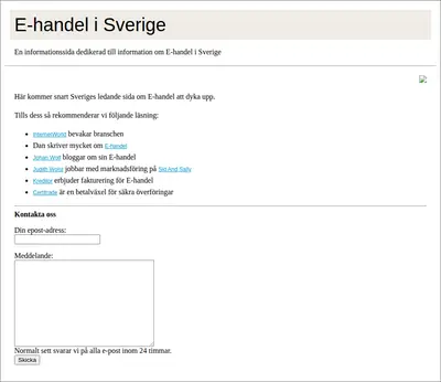 ehandel.se startsida 2009