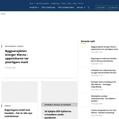 ehandel.se startsida 2022
