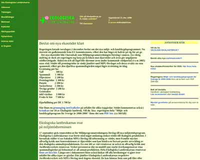 Ekologiskt lantbruk startsida 1999