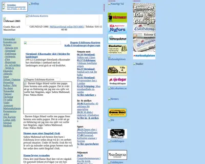 Eskilstuna-Kuriren med Strengnäs Tidning startsida 2003