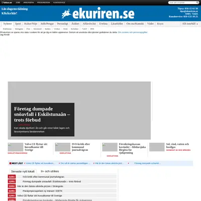 Eskilstuna-Kuriren med Strengnäs Tidning startsida 2017