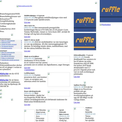 Rateko Tidning för ElektronikBranschen startsida 2011