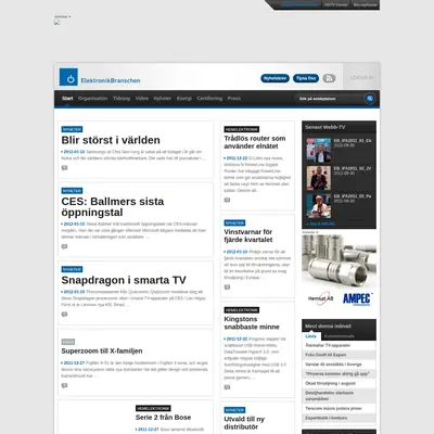 Rateko Tidning för ElektronikBranschen startsida 2012