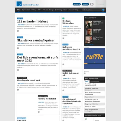 Rateko Tidning för ElektronikBranschen startsida 2013