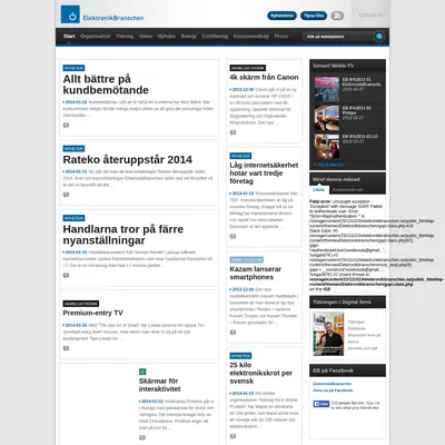 Rateko Tidning för ElektronikBranschen startsida 2014