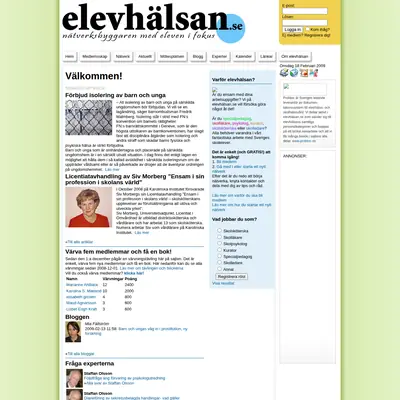 ELEVHÄLSA startsida 2009