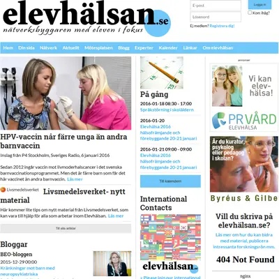ELEVHÄLSA startsida 2016