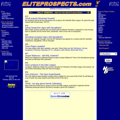 www.eliteprospects.com startsida 2000