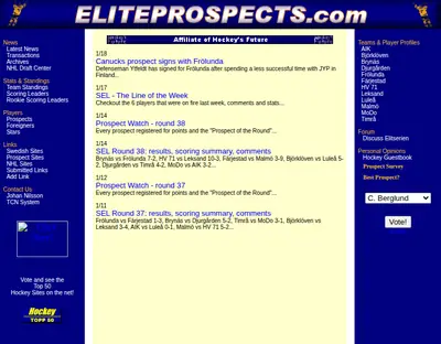 www.eliteprospects.com startsida 2001