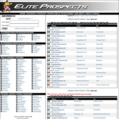 www.eliteprospects.com startsida 2007