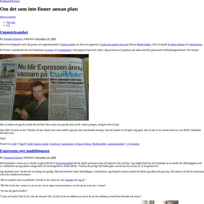 emanuelkarlsten.se startsida 2009
