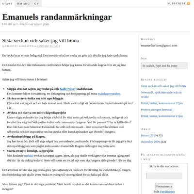 emanuelkarlsten.se startsida 2010