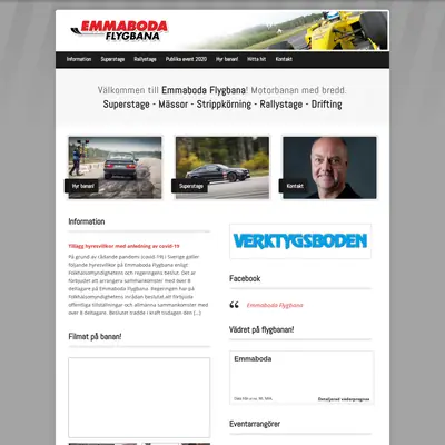 Emmaboda Flygbana, www.emmabodaflygbana.se startsida 2021