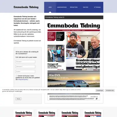 Emmaboda Tidning startsida 2025
