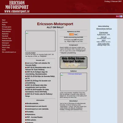 Bilsport Börsen startsida 2007