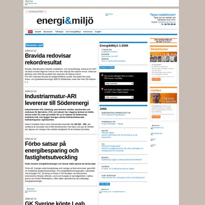 VVS-tidningen Energi & Miljö startsida 2008
