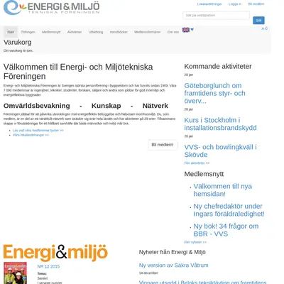 VVS-tidningen Energi & Miljö startsida 2016