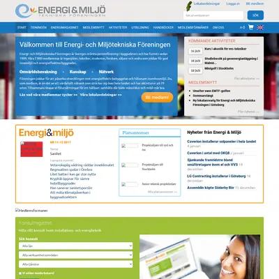 VVS-tidningen Energi & Miljö startsida 2018