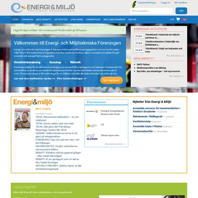 VVS-tidningen Energi & Miljö startsida 2019