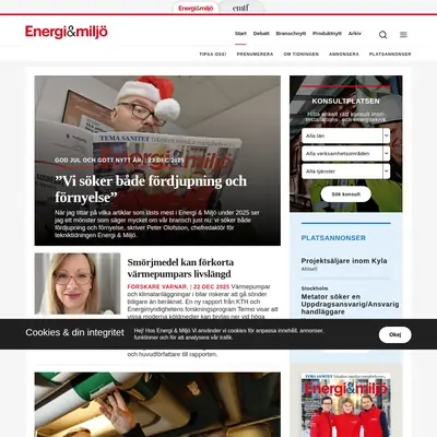 VVS-tidningen Energi & Miljö startsida 2026