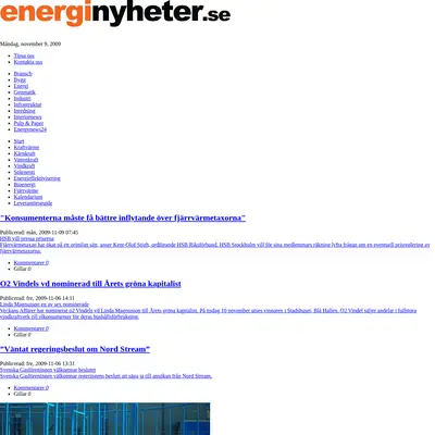 Energinytt startsida 2009